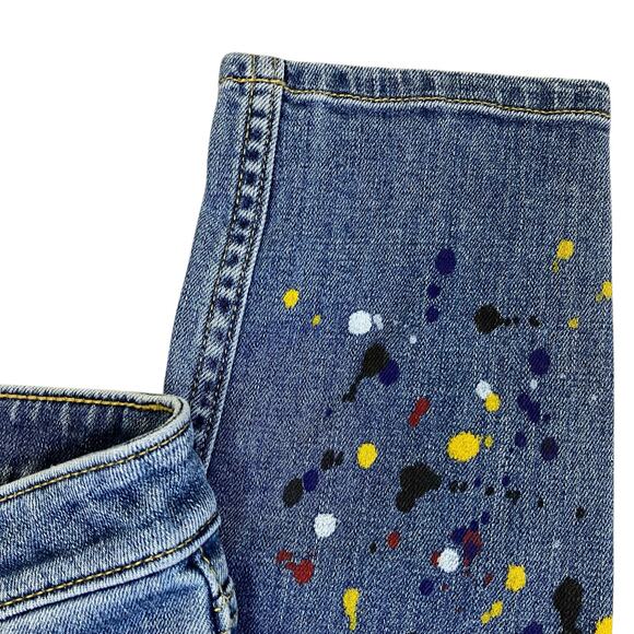 Alice + Olivia Sz 29 Joana Paint Splatter Skinny Jeans Stretch Pockets Zipper - Picture 13 of 16